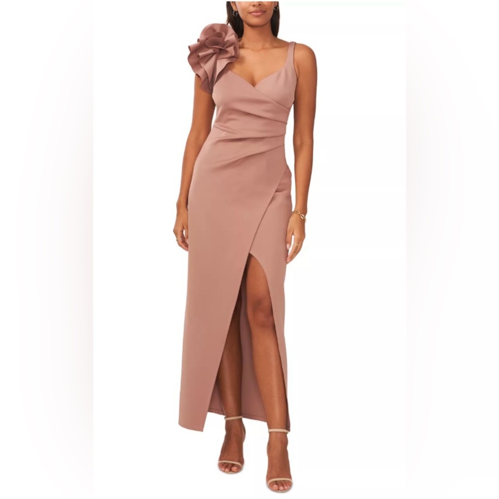 NWT MSK Women's V-Neck Rosette Gown - Chestnut